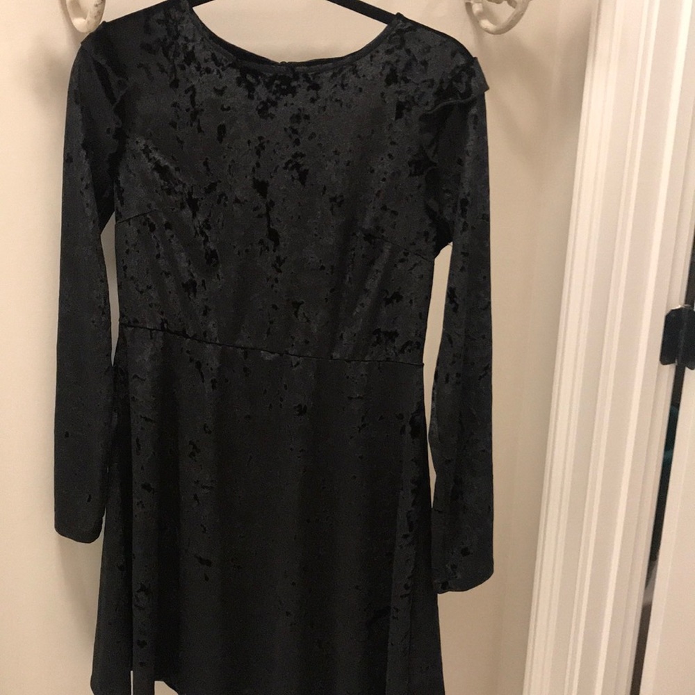 Black crushed velvet dress